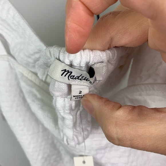 NWT Madewell Size 00 Square Neck Mini Dress 100% White Linen Cutout Romantic - Picture 8 of 10